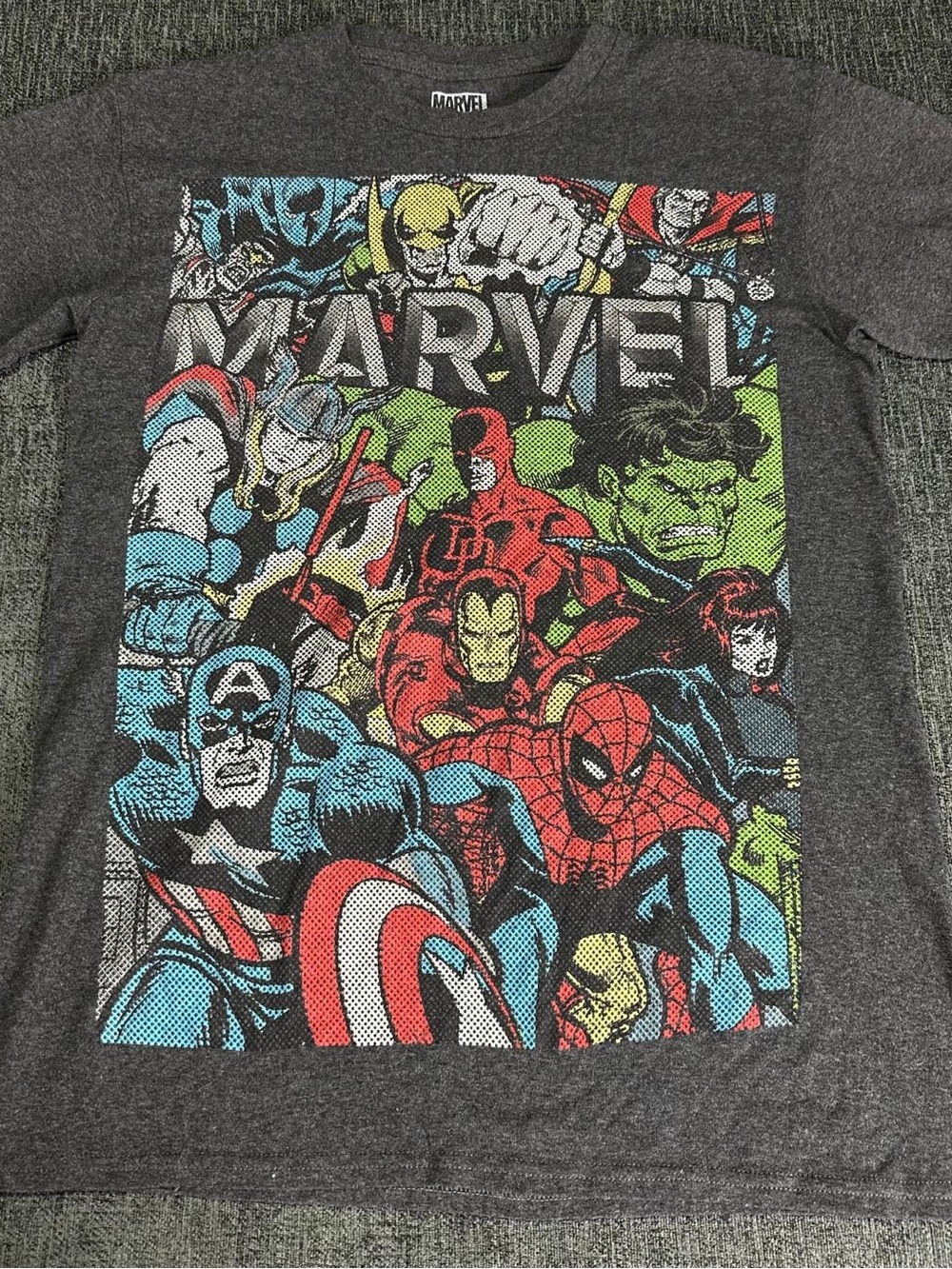 Marvel Comics Adult Unisex T-Shirt - Newsprint Logo Unique style Heroes  size S